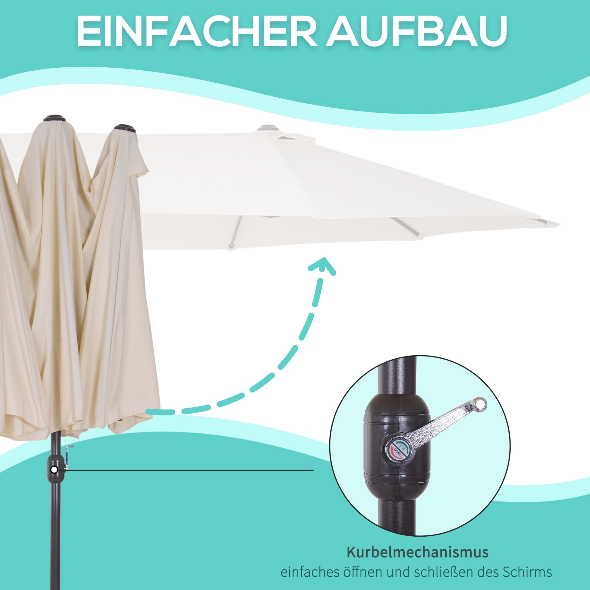 Sonnenschirm mit Handkurbel wetterbeständig 455 cm x 270 cm x 240 cm Stahl Polyester