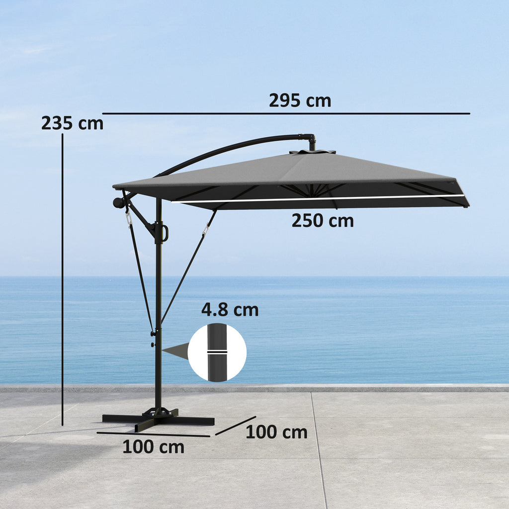 Ampelschirm Ø260 cm Sonnenschirm mit UV-Schutz 50 wasserabweisend Kurbelschirm mit Ständer