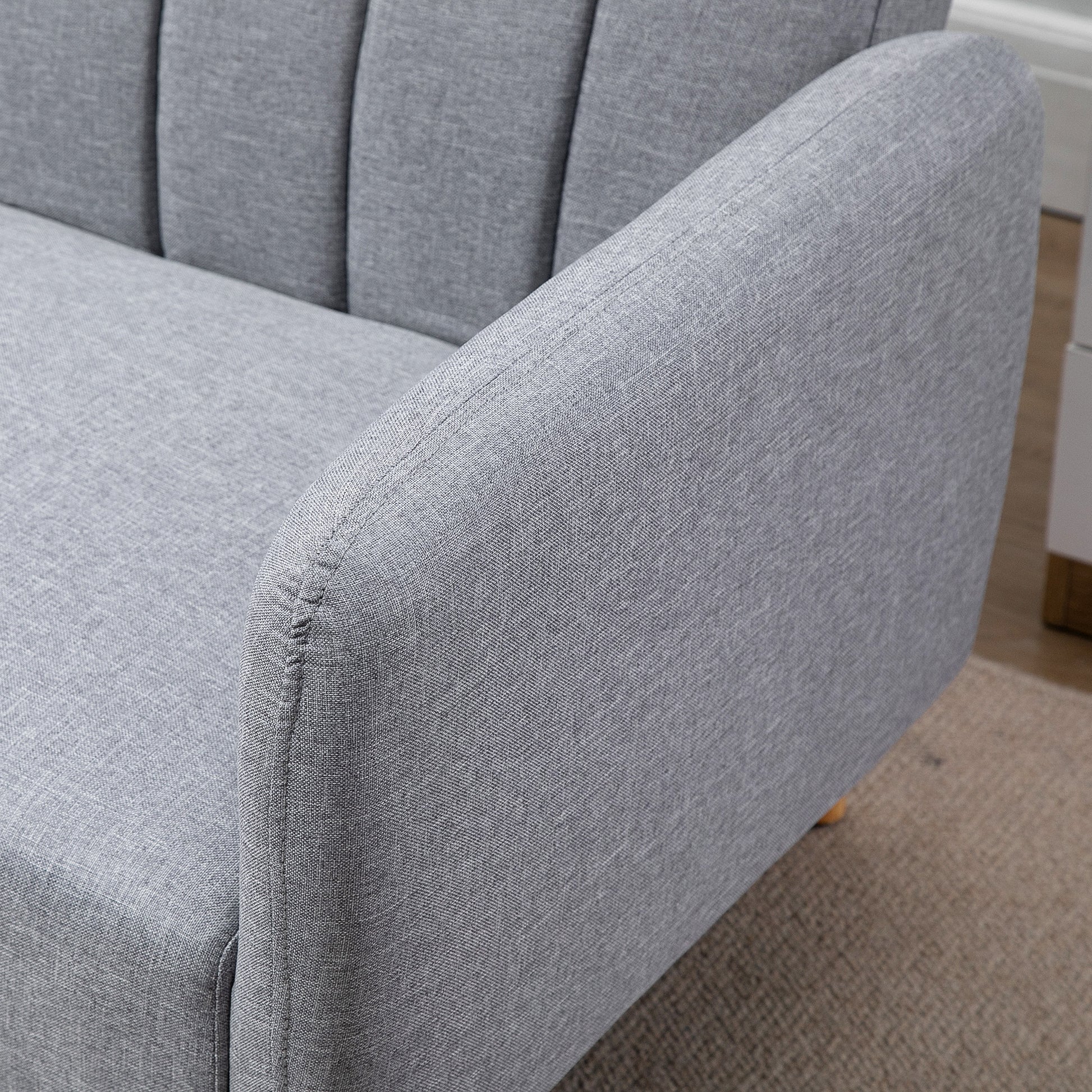 Homcom Schlafsofa 2 Sitze Wohnzimmer mit Rückenlehne in 3 Positionen Hellgrau verstellbar