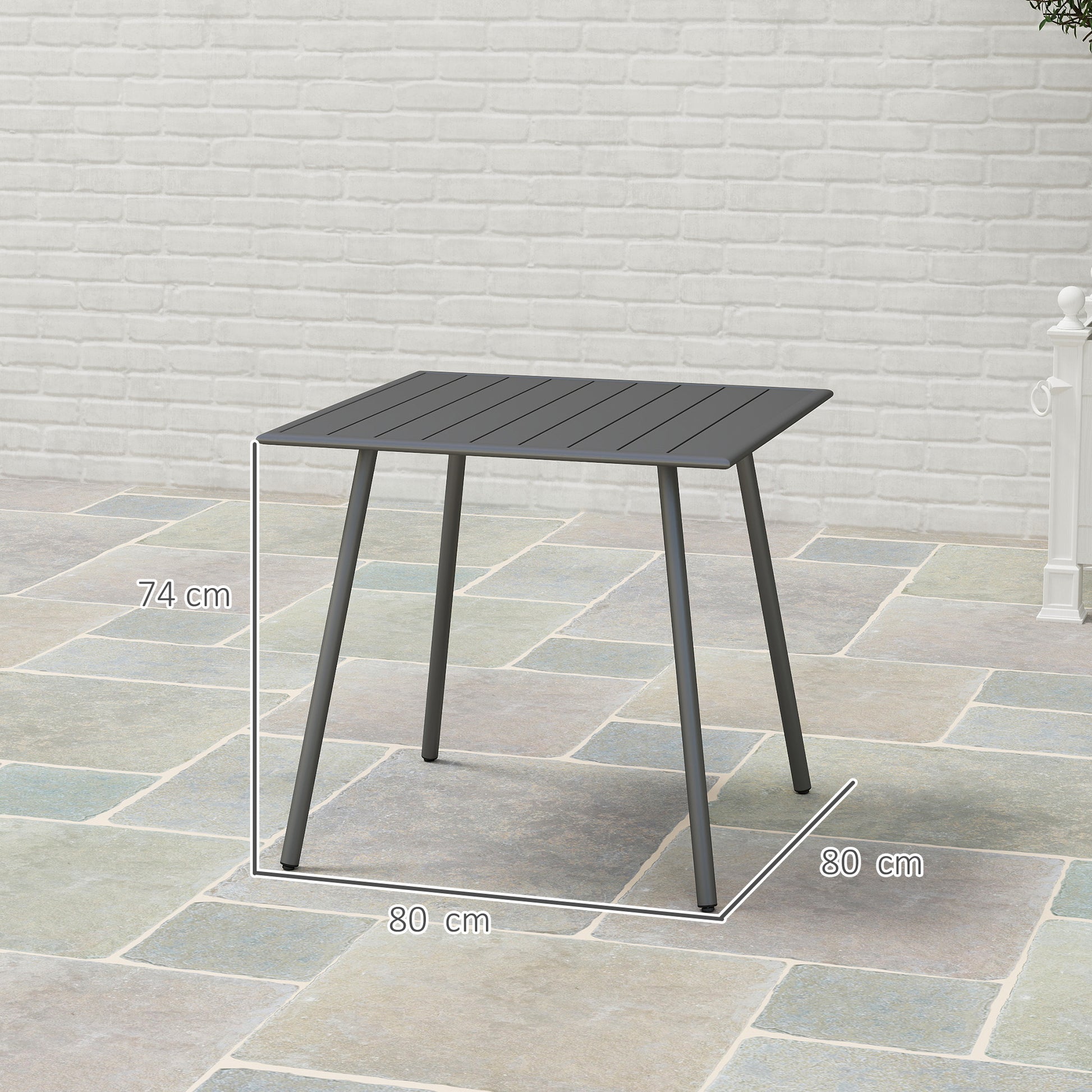 Gartentisch, Outdoor-Esstisch für 4 Personen, Stahlrahmen, leicht zu reinigen, rostbeständig!
