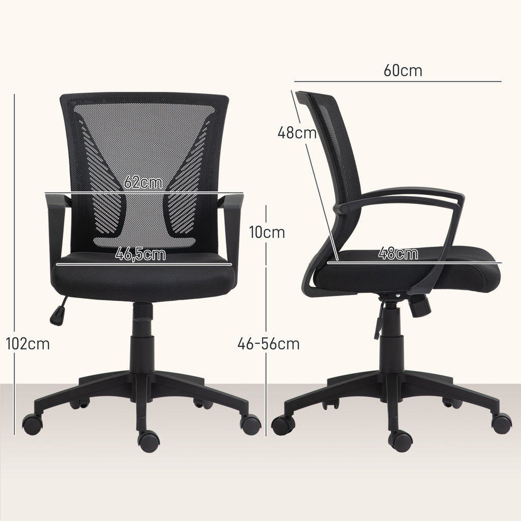 Bürostuhl mit Mesh-Rückenlehne, höhenverstellbar, bis 120 kg, Schwarz