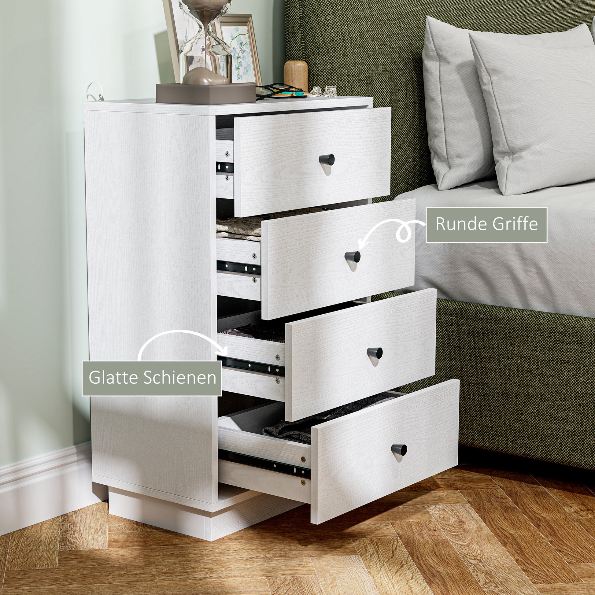 Kommode mit 7 Schubladen Schrank aus Holzwerkstoff im Modern Stil 47 x 29 x 75 cm Weiß