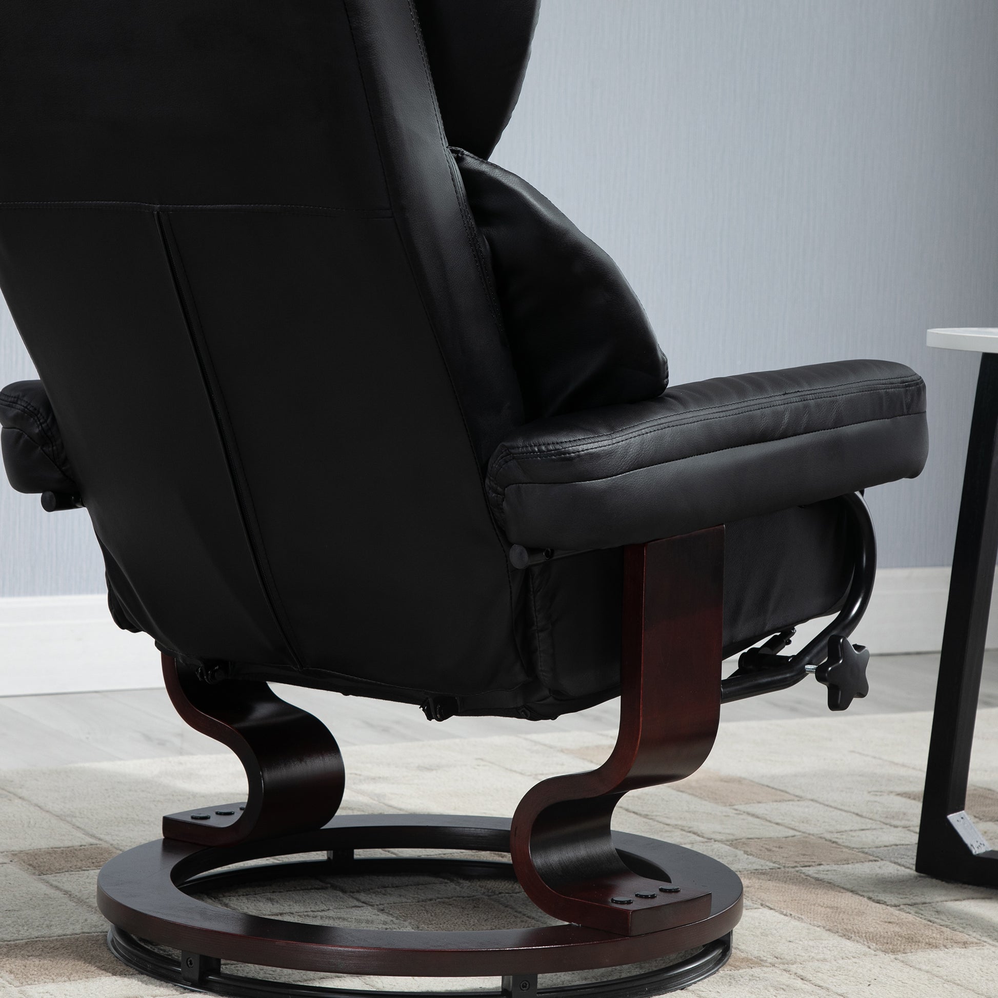 Relaxsessel mit Hocker, Liegefunktion, drehbar, bis 160 kg, Kunstleder, Metallrahmen