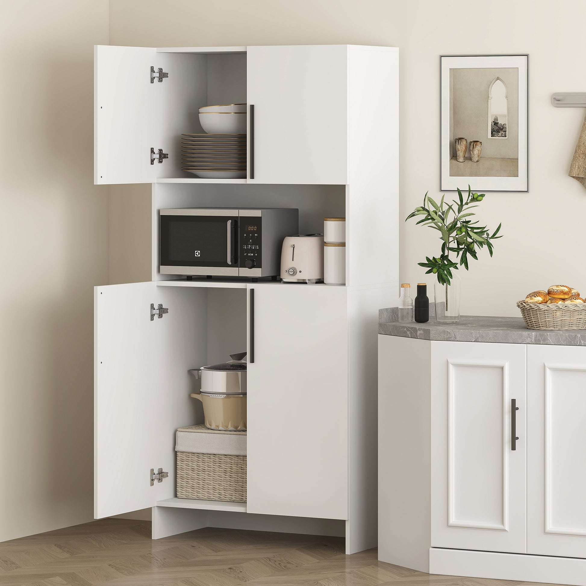Küchenschrank für Küche, Wohnzimmer, Esszimmer, Schränke, Regale, Mikrowellenablage, Spanplatte