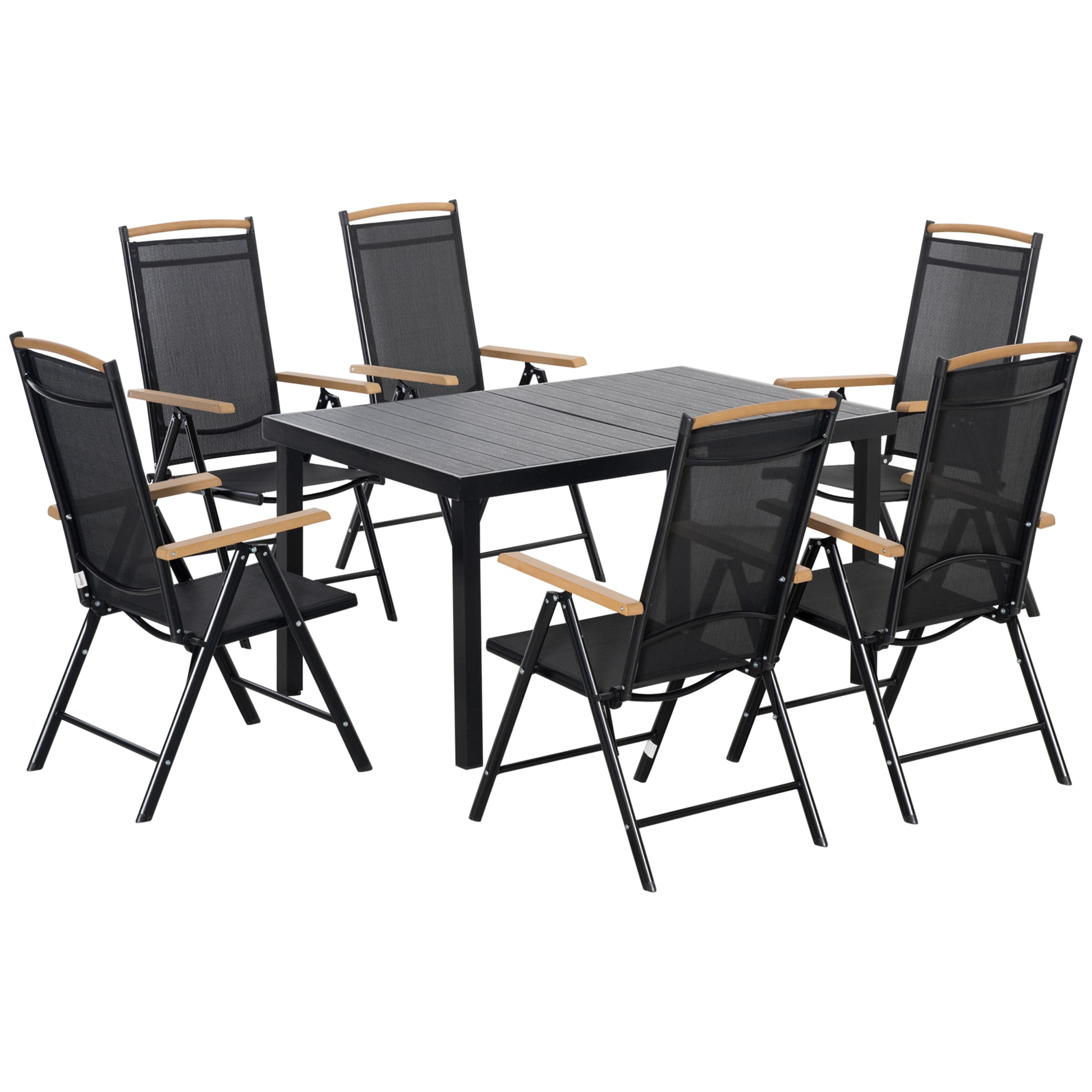Sitzgruppe klappbar für 6 Personen 1 Tisch+6 Stühle Gartenmöbel Set Sitzgarnitur Aluminium