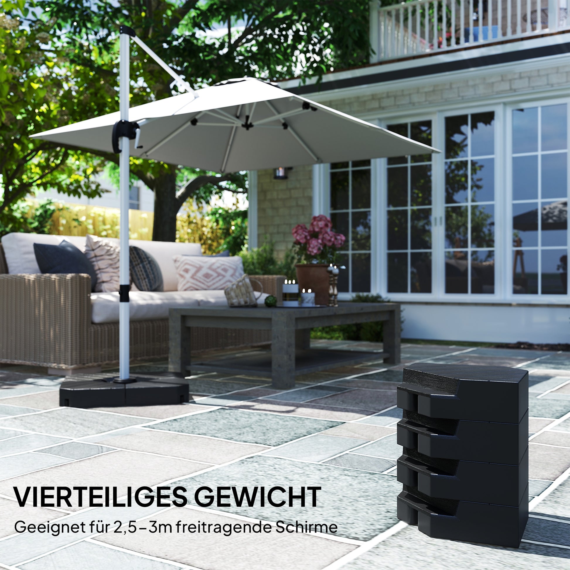Basisgewichte für Sonnenschirmständer, mit Wasser und Sand befüllbar, Kunststoff
