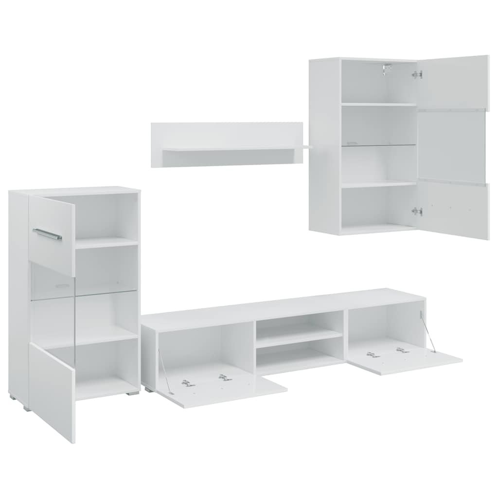 Fünfteilige Wohnwand Tv-Schrank Mit Led-Beleuchtung