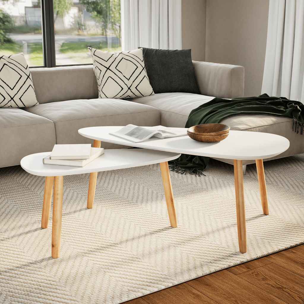2-Tlg. Couchtisch-Set Massivholz Kiefer