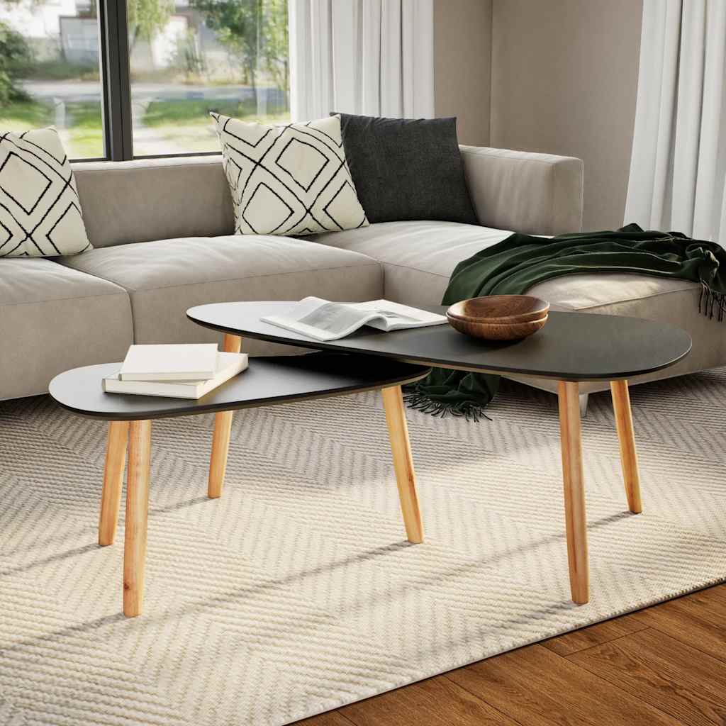 2-Tlg. Couchtisch-Set Massivholz Kiefer