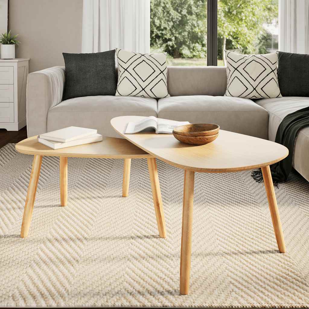 2-Tlg. Couchtisch-Set Massivholz Kiefer