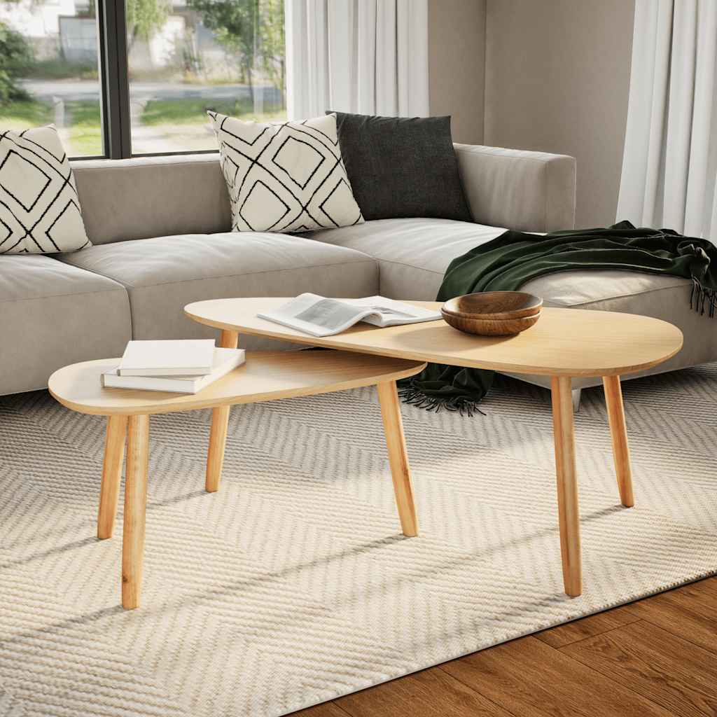 2-Tlg. Couchtisch-Set Massivholz Kiefer