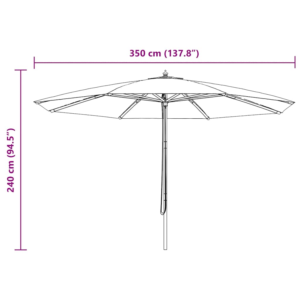 Sonnenschirm Mit Holzmast 350 Cm