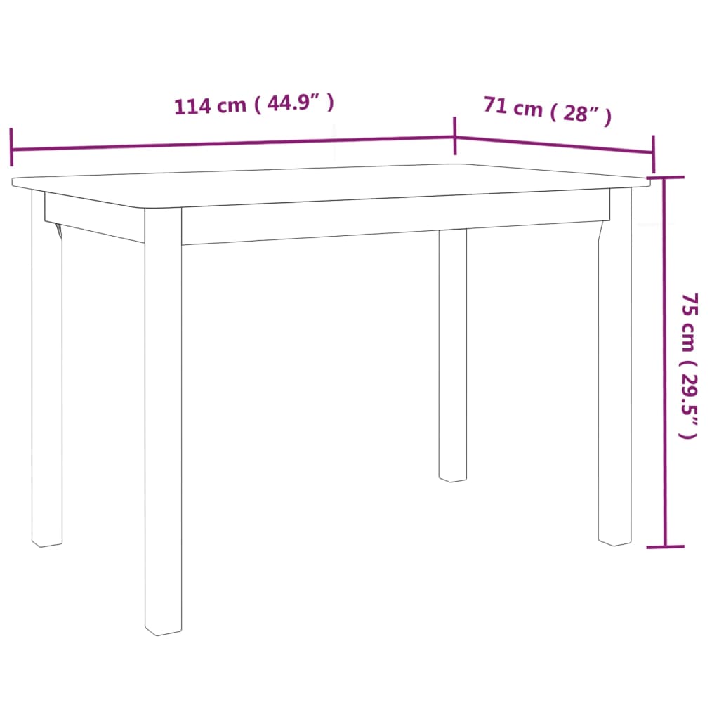 Esstisch 114X71X75 Cm Massivholz Gummibaum