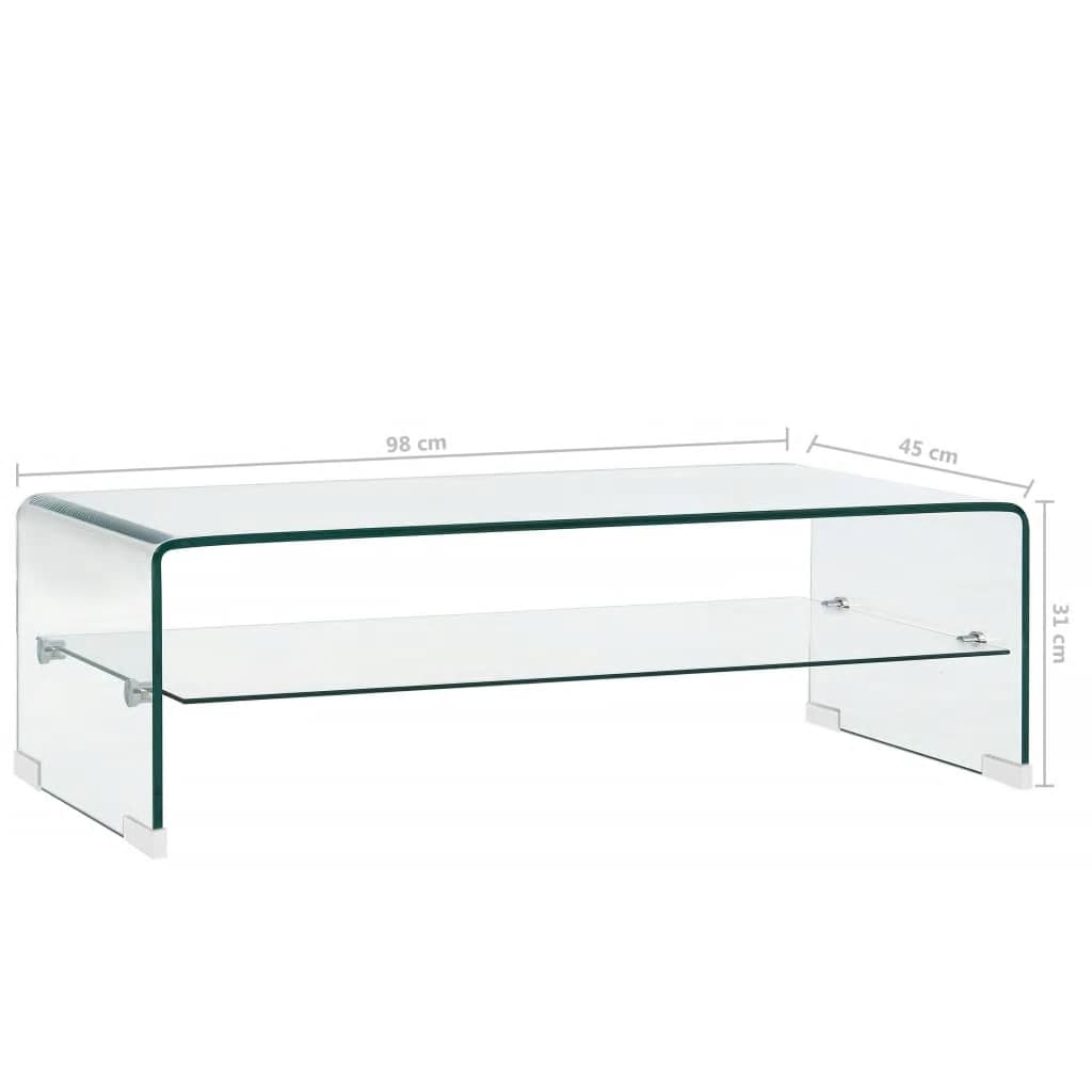 Couchtisch Transparent 98×45×31 Cm Hartglas