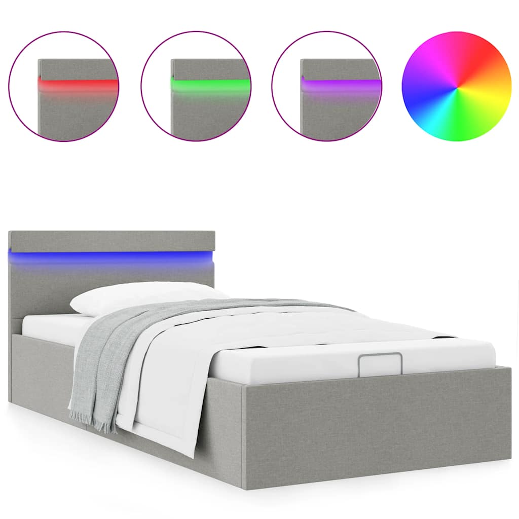 Bett Mit Bettkasten Hydraulisch Led Stoff