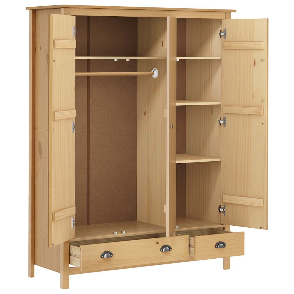 Kleiderschrank Mit 3 Türen Hill 127X50X170Cm Massivholz Kiefer