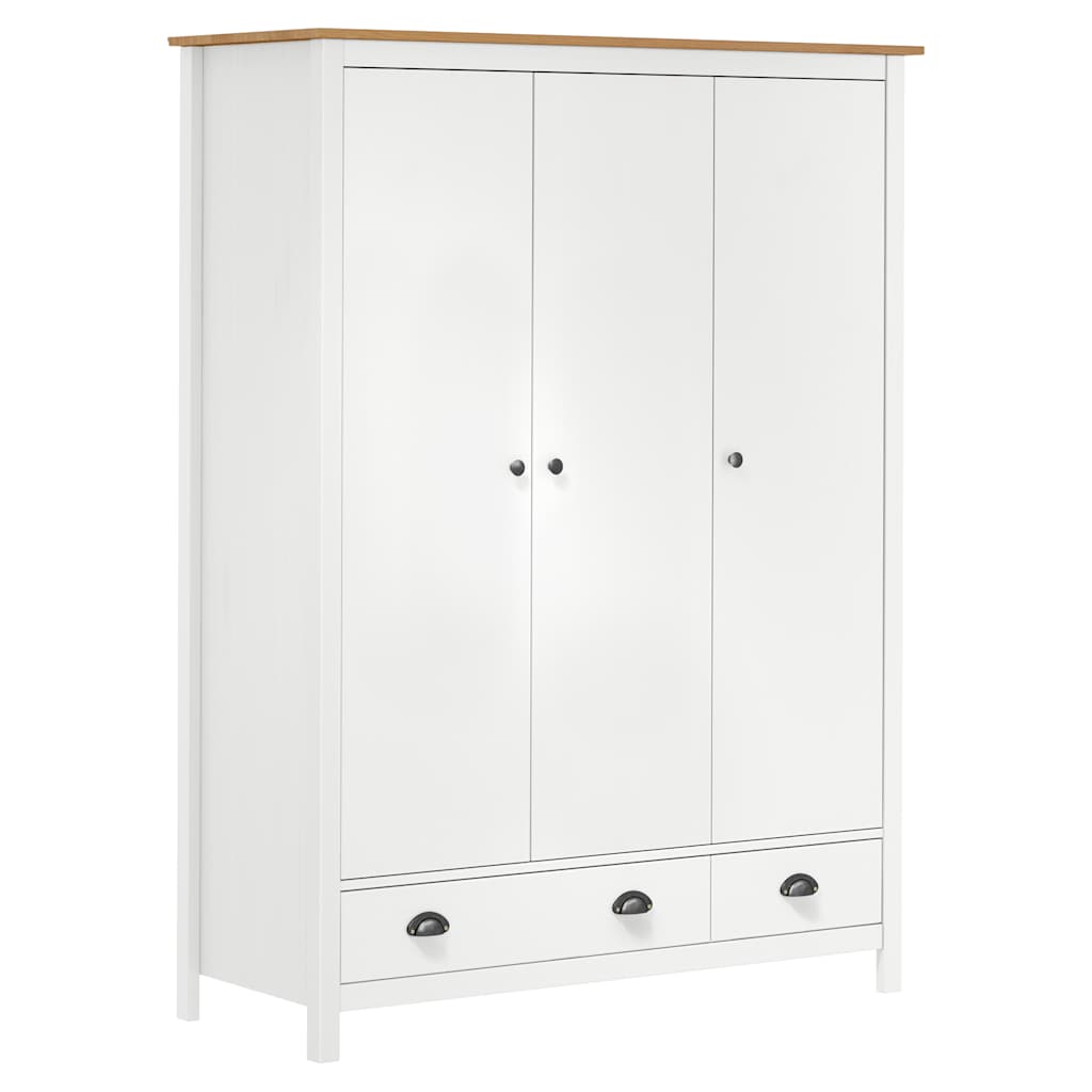 Kleiderschrank Mit 3 Türen Hill 127X50X170Cm Massivholz Kiefer