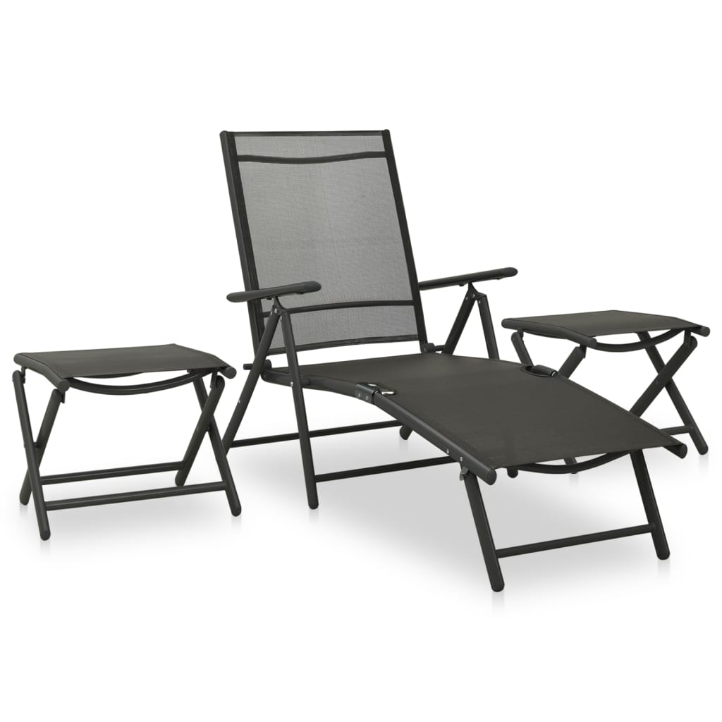 3-Tlg. Garten-Lounge-Set Textilene Und Aluminium N