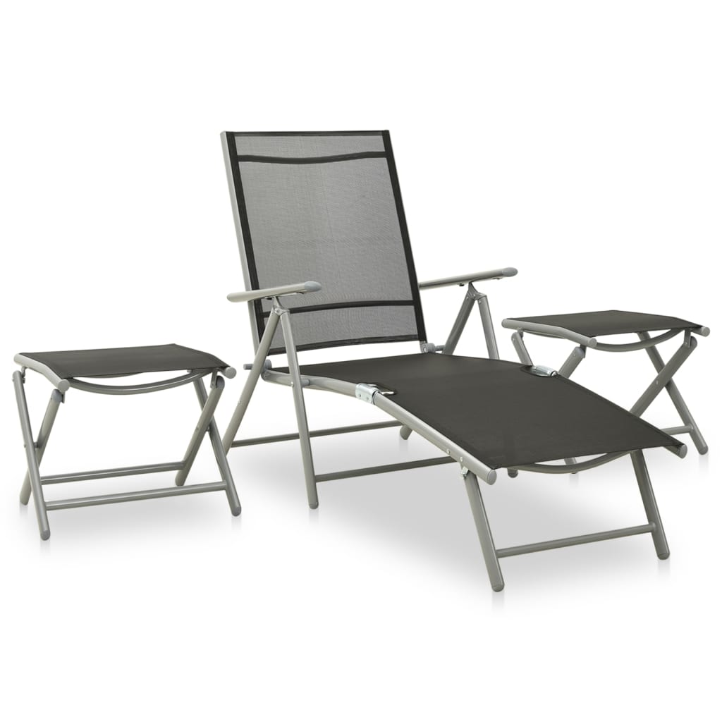 3-Tlg. Garten-Lounge-Set Textilene Und Aluminium N