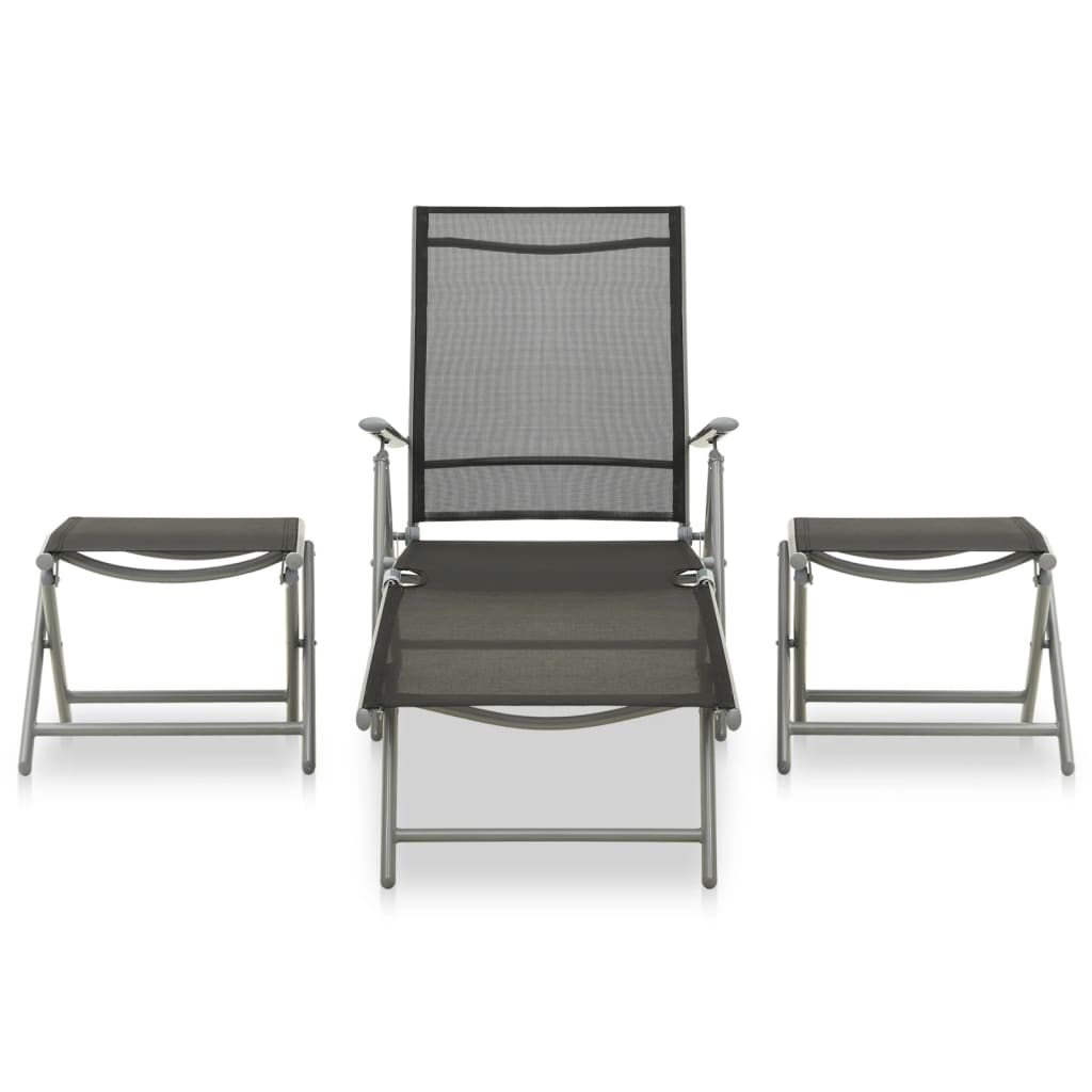 3-Tlg. Garten-Lounge-Set Textilene Und Aluminium N