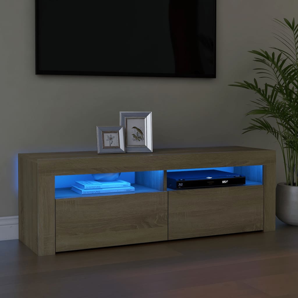 Tv-Schrank Mit Led Artisan-Eiche 120X35X40 Cm Holzwerkstoff