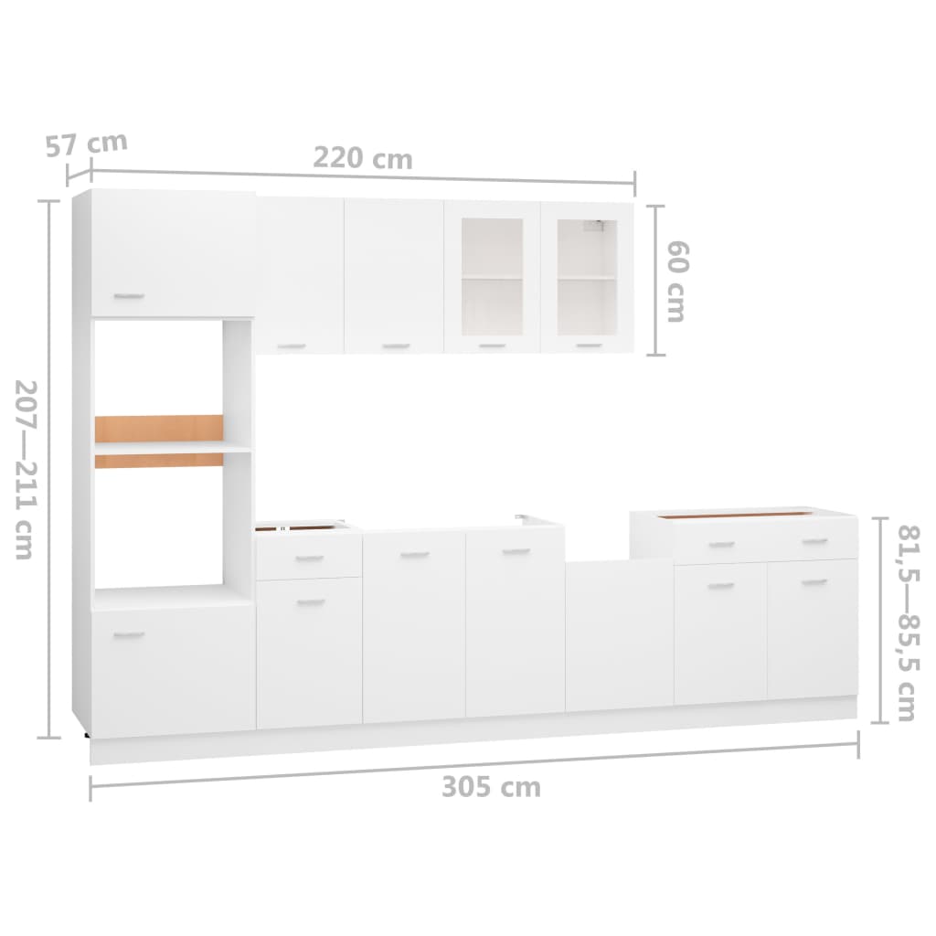 7-Tlg. Küchenzeile Lyon Holzwerkstoff