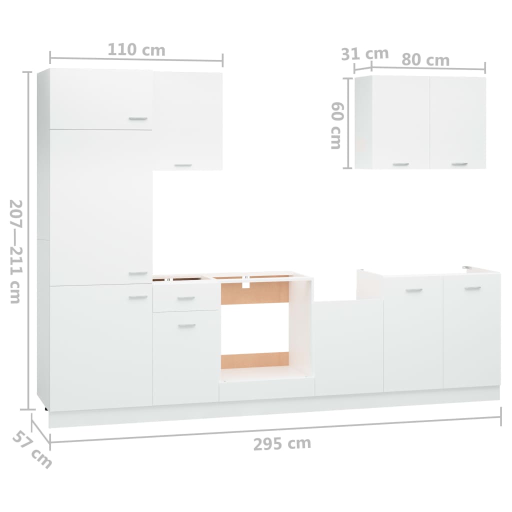 7-Tlg. Küchenzeile Lyon Holzwerkstoff