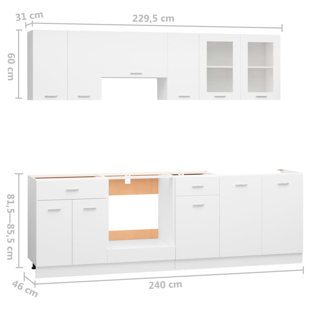 8-Tlg. Küchenzeile Lyon Holzwerkstoff