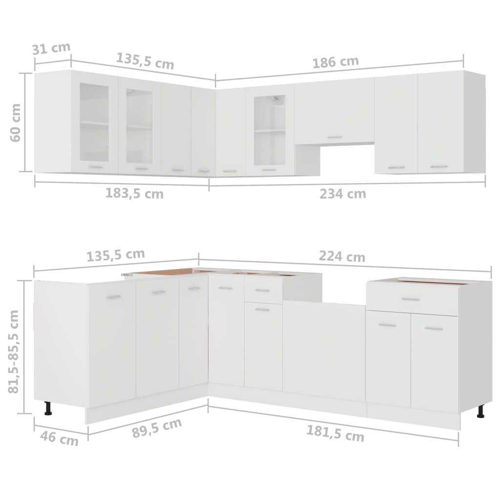 11-Tlg. Küchenzeile Lyon Holzwerkstoff