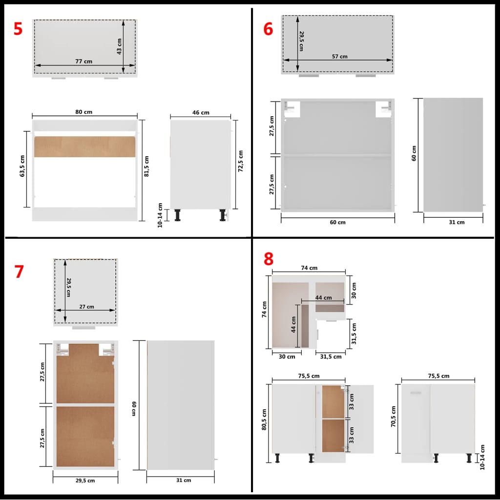 11-Tlg. Küchenzeile Lyon Holzwerkstoff