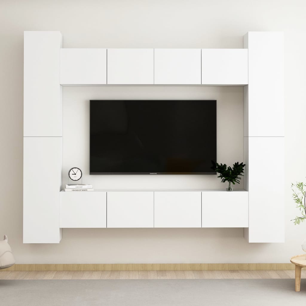 8-Tlg. Tv-Schrank-Set Wandmontage Artisan-Eiche Holzwerkstoff