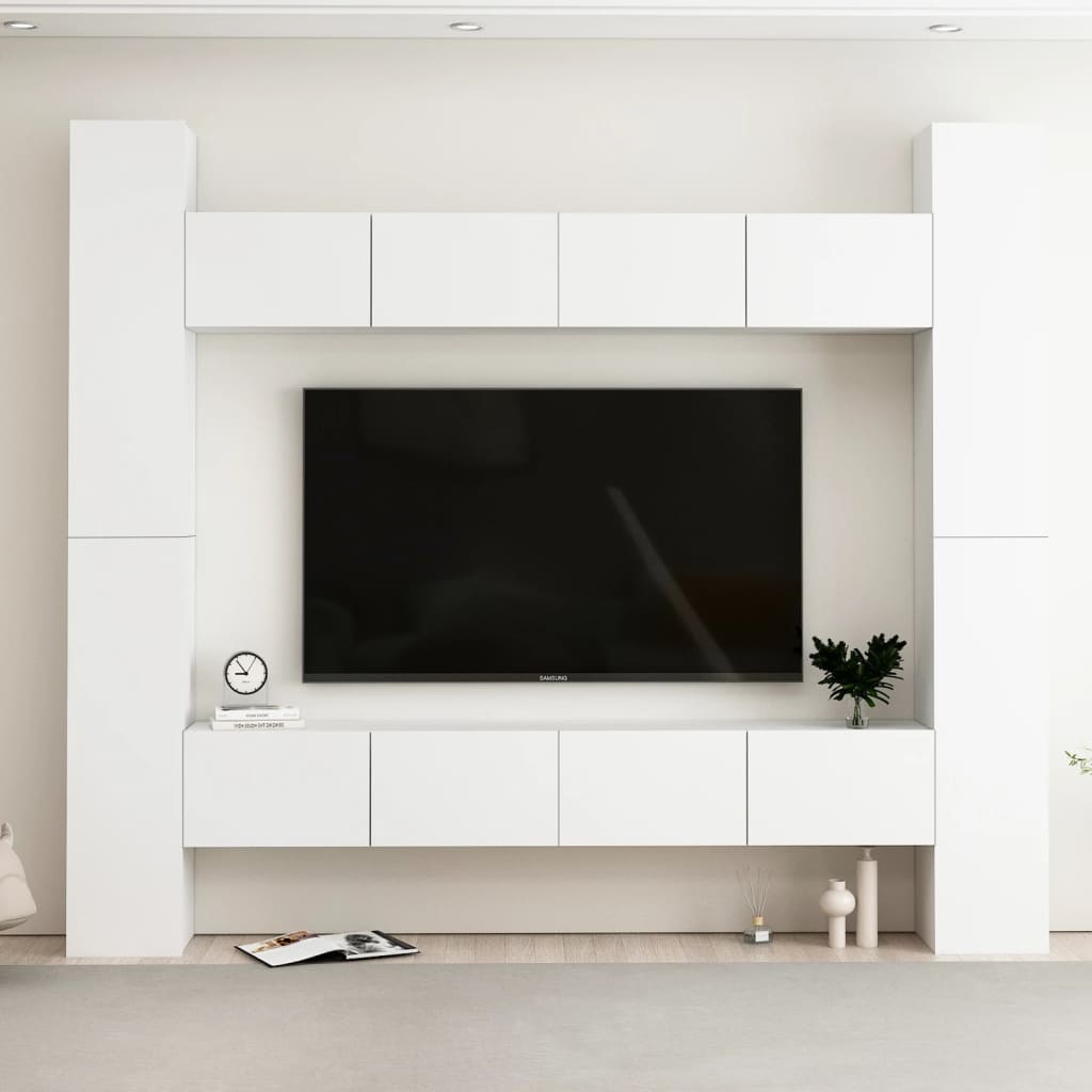 8-Tlg. Tv-Schrank-Set Wandmontage Artisan-Eiche Holzwerkstoff