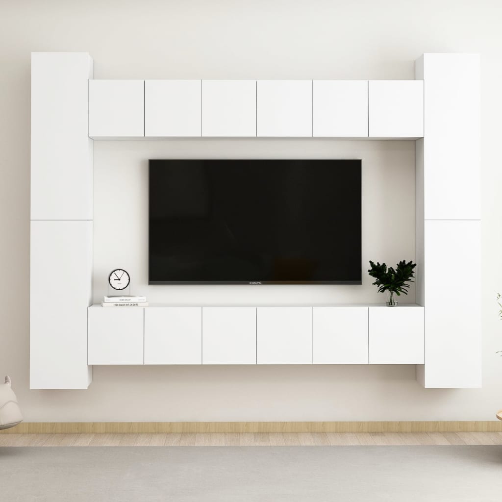 8-Tlg. Tv-Schrank-Set Wandmontage Artisan-Eiche Holzwerkstoff