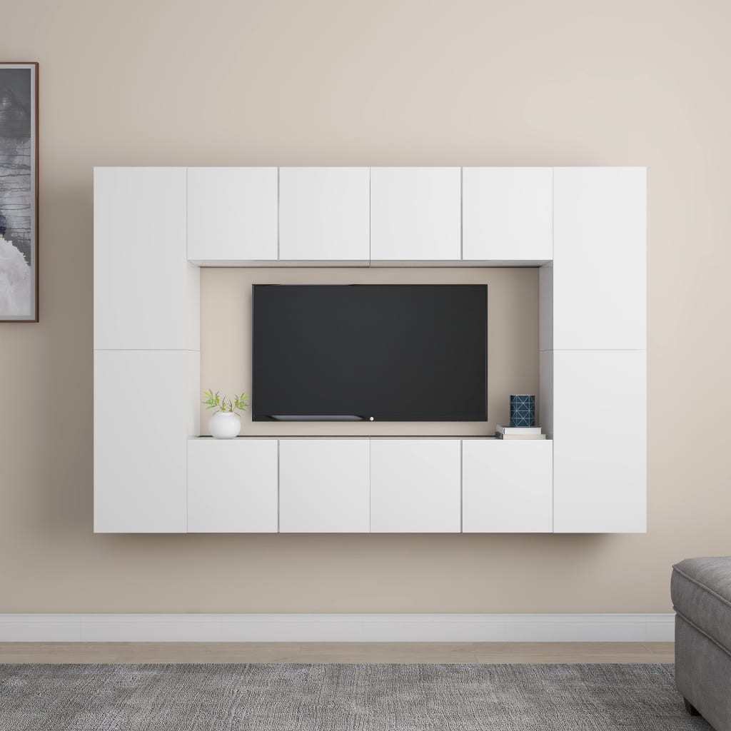8-Tlg. Tv-Schrank-Set Wandmontage Artisan-Eiche Holzwerkstoff