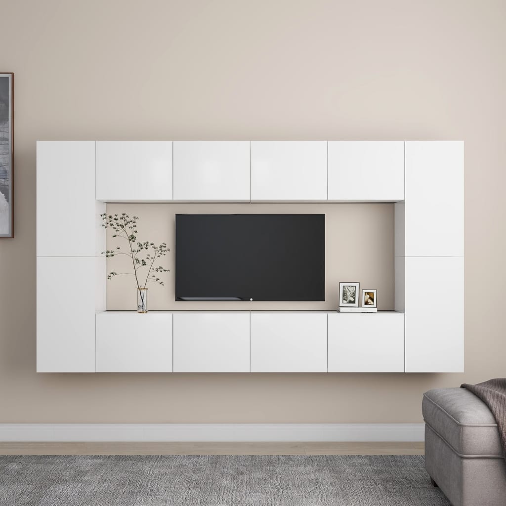 8-Tlg. Tv-Schrank-Set Wandmontage Artisan-Eiche Holzwerkstoff