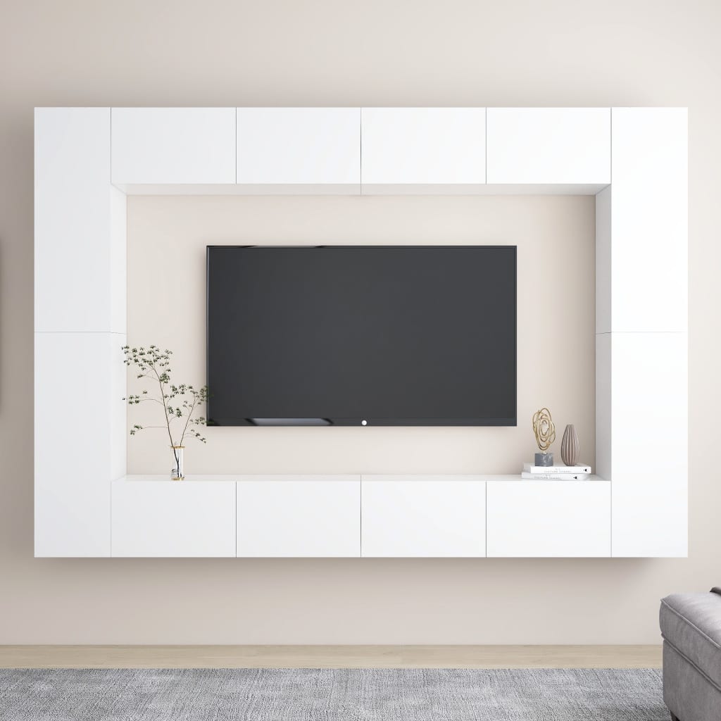8-Tlg. Tv-Schrank-Set Wandmontage Artisan-Eiche Holzwerkstoff