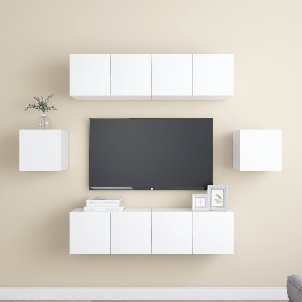 6-Tlg. Tv-Schrank-Set Wandmontage Artisan-Eiche Holzwerkstoff