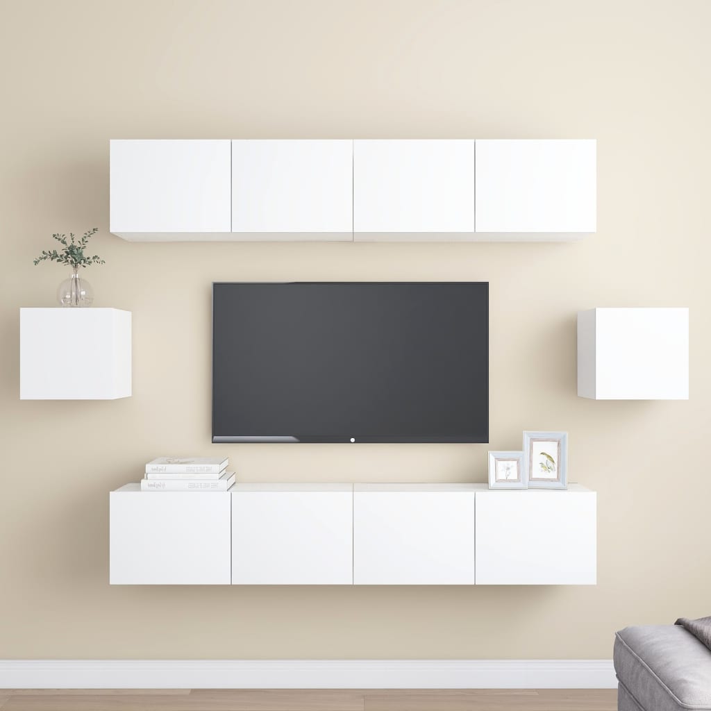 6-Tlg. Tv-Schrank-Set Wandmontage Artisan-Eiche Holzwerkstoff