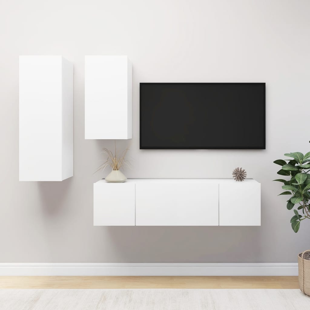 4-Tlg. Tv-Schrank-Set Wandmontage Artisan-Eiche Holzwerkstoff