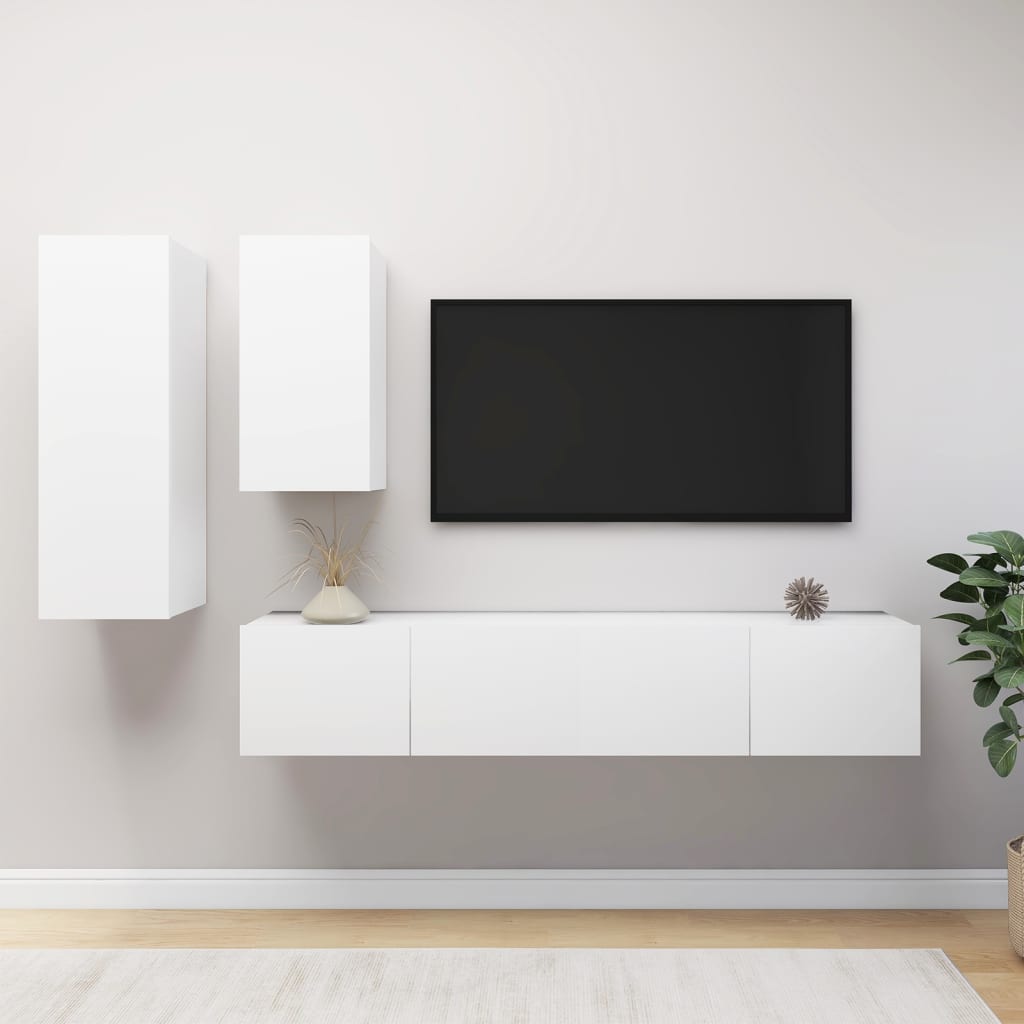 4-Tlg. Tv-Schrank-Set Wandmontage Artisan-Eiche Holzwerkstoff