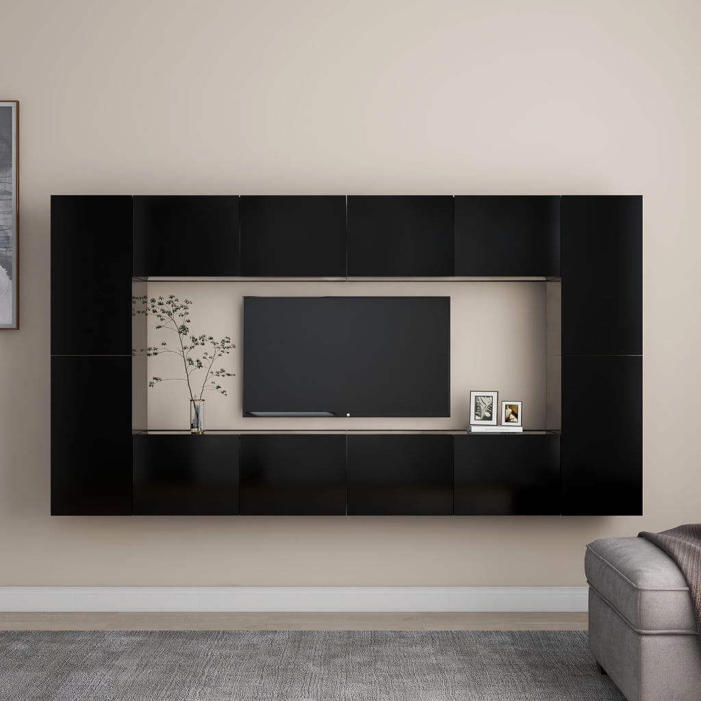 8-Tlg. Tv-Schrank-Set Wandmontage Artisan-Eiche Holzwerkstoff