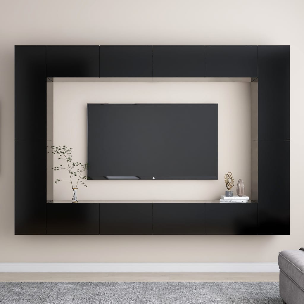 8-Tlg. Tv-Schrank-Set Wandmontage Artisan-Eiche Holzwerkstoff