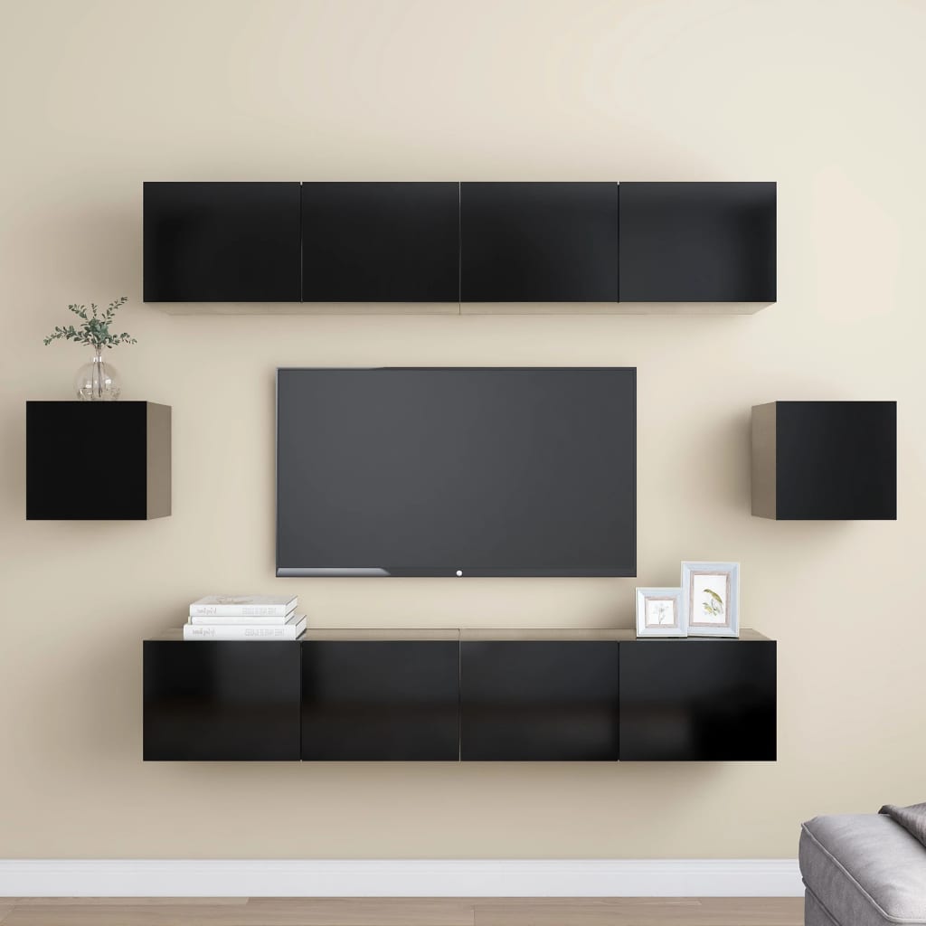 6-Tlg. Tv-Schrank-Set Wandmontage Artisan-Eiche Holzwerkstoff