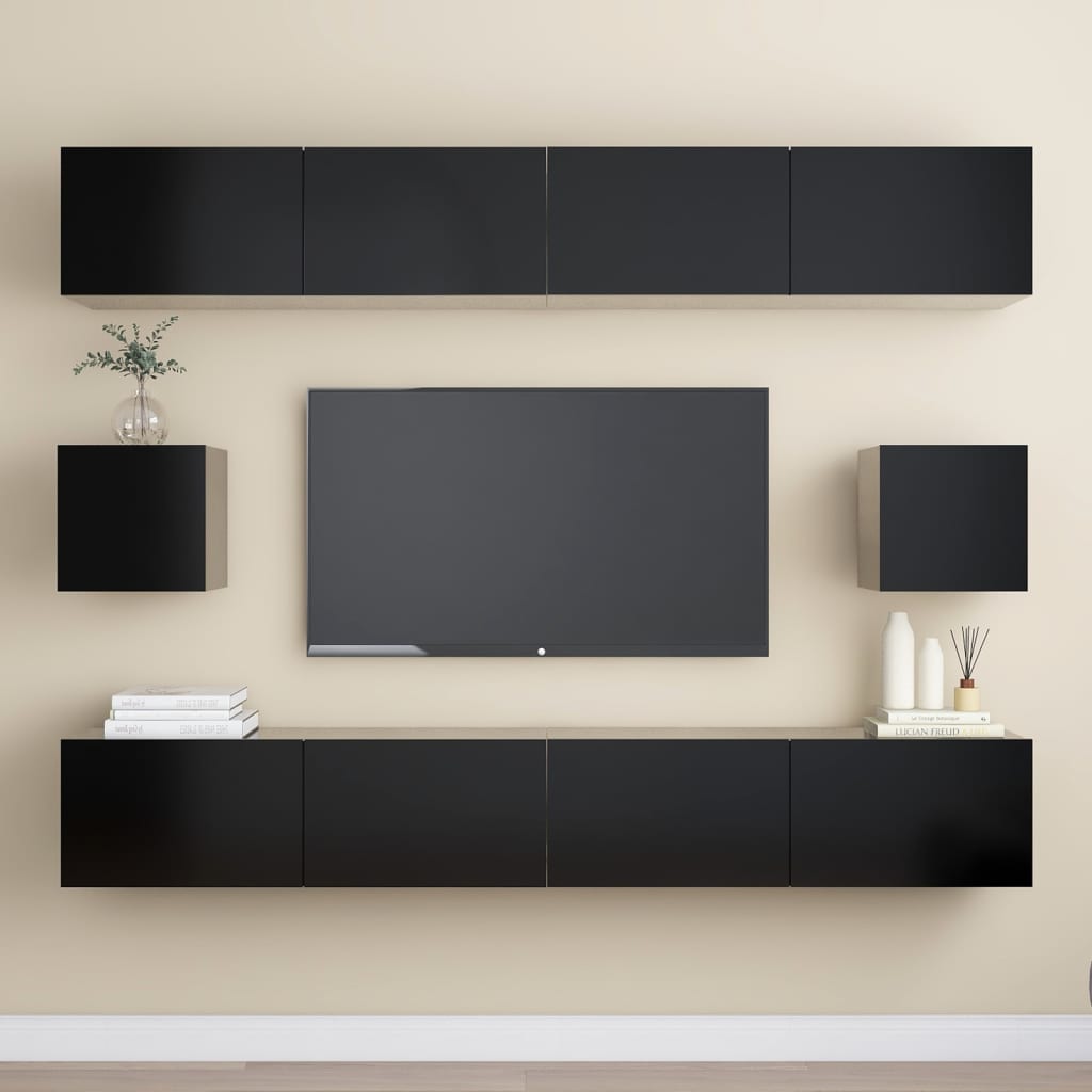 6-Tlg. Tv-Schrank-Set Wandmontage Artisan-Eiche Holzwerkstoff