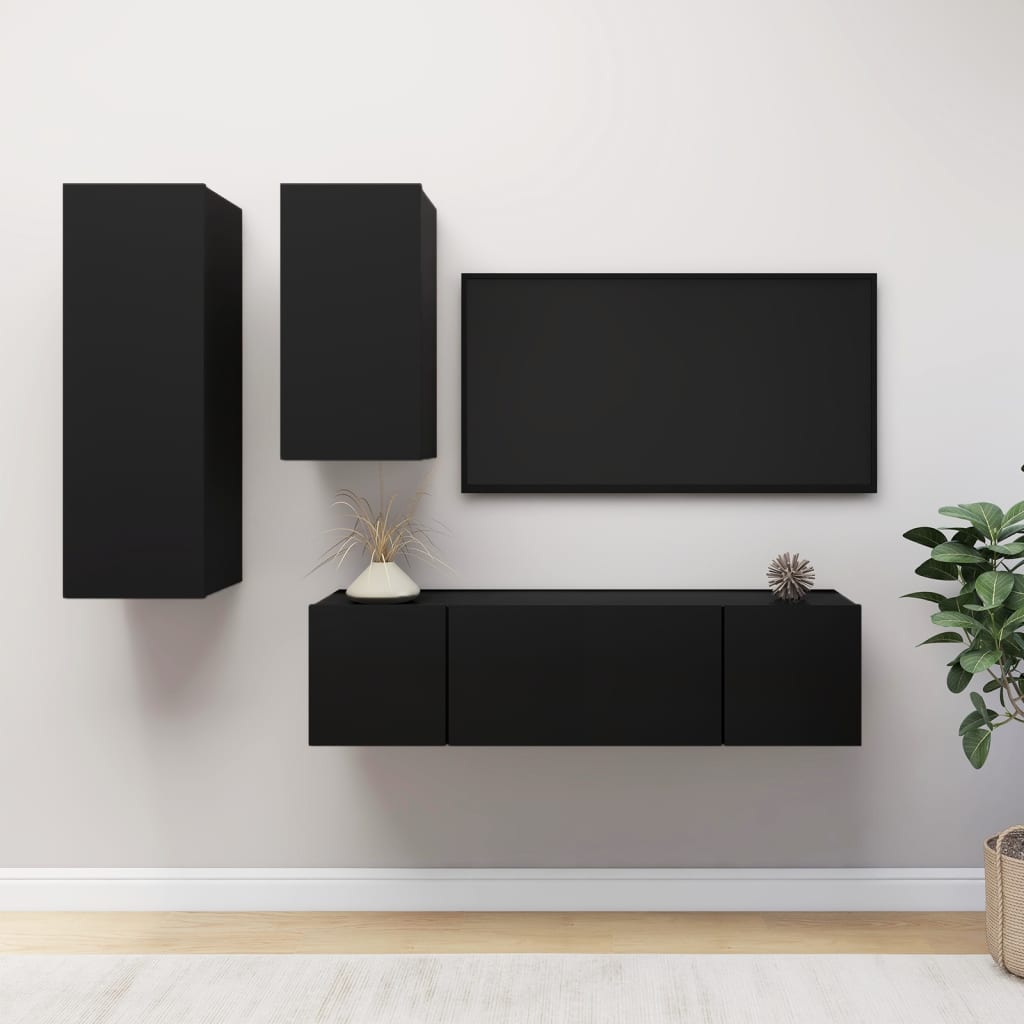 4-Tlg. Tv-Schrank-Set Wandmontage Artisan-Eiche Holzwerkstoff