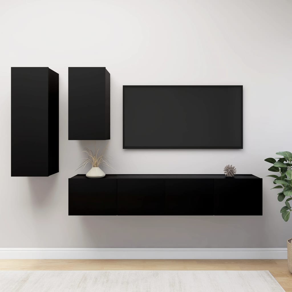 4-Tlg. Tv-Schrank-Set Wandmontage Artisan-Eiche Holzwerkstoff