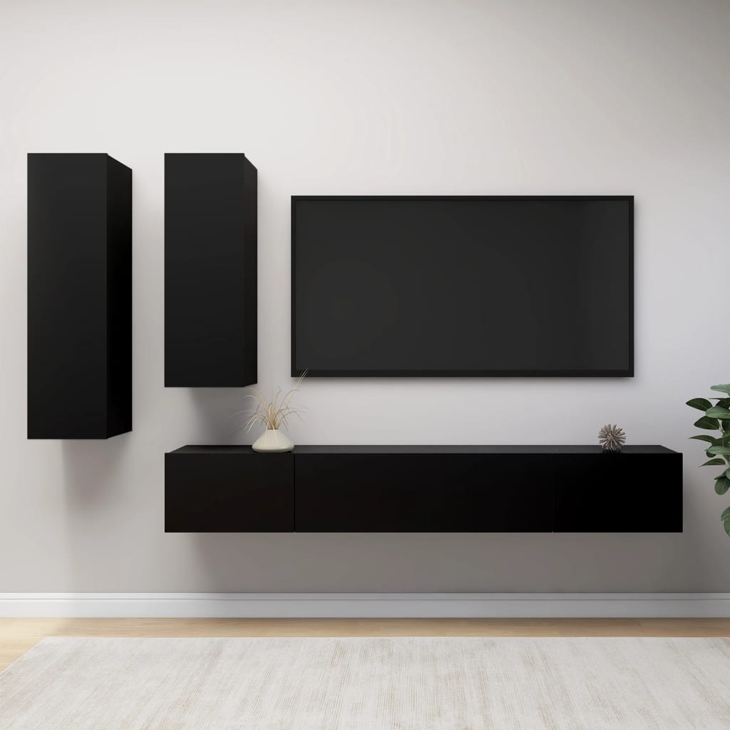 4-Tlg. Tv-Schrank-Set Wandmontage Artisan-Eiche Holzwerkstoff