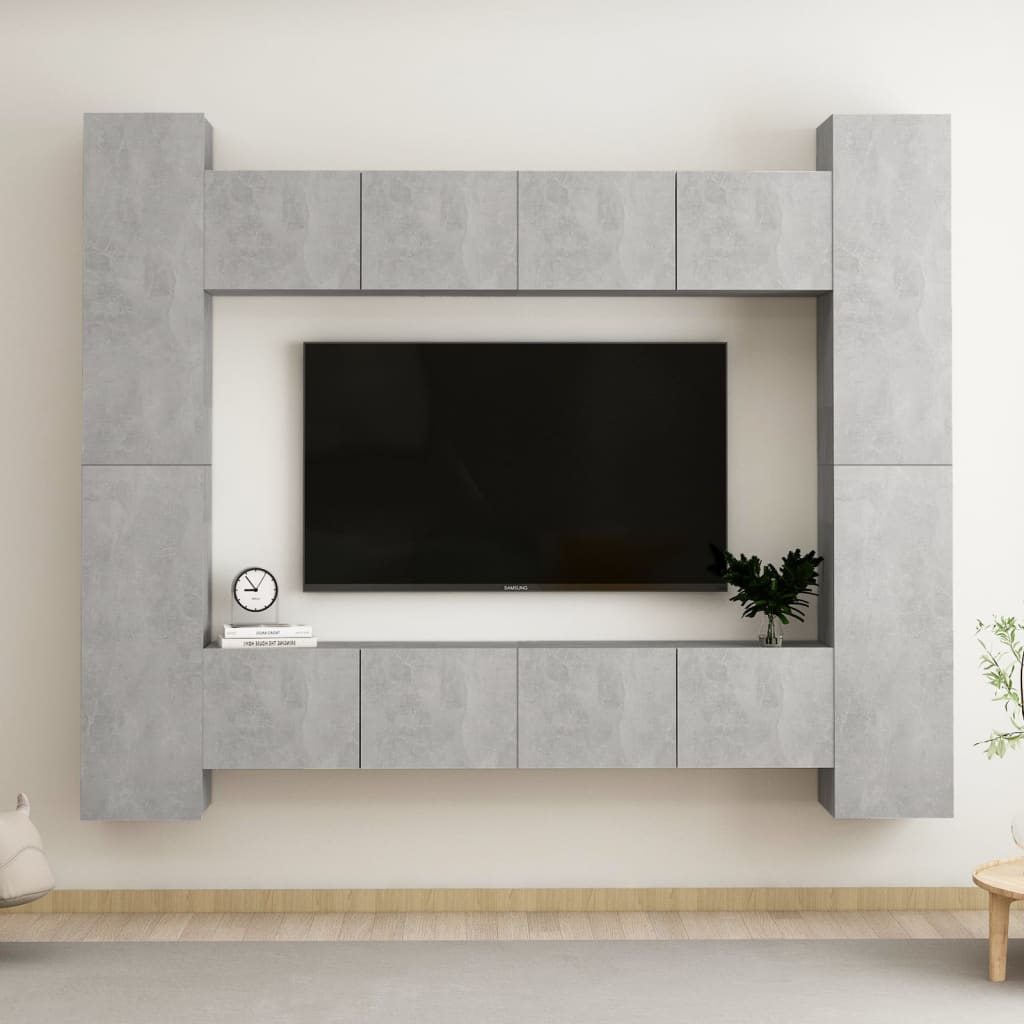 8-Tlg. Tv-Schrank-Set Wandmontage Artisan-Eiche Holzwerkstoff