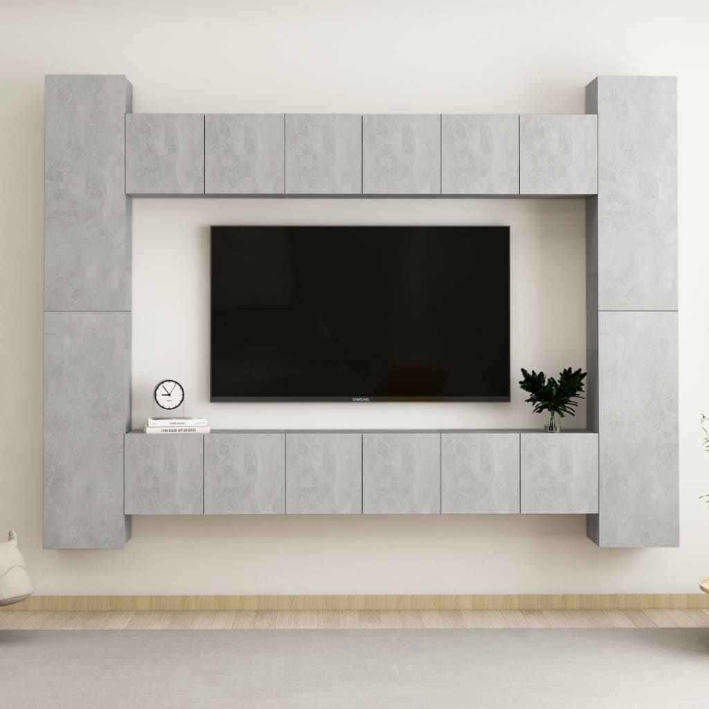8-Tlg. Tv-Schrank-Set Wandmontage Artisan-Eiche Holzwerkstoff