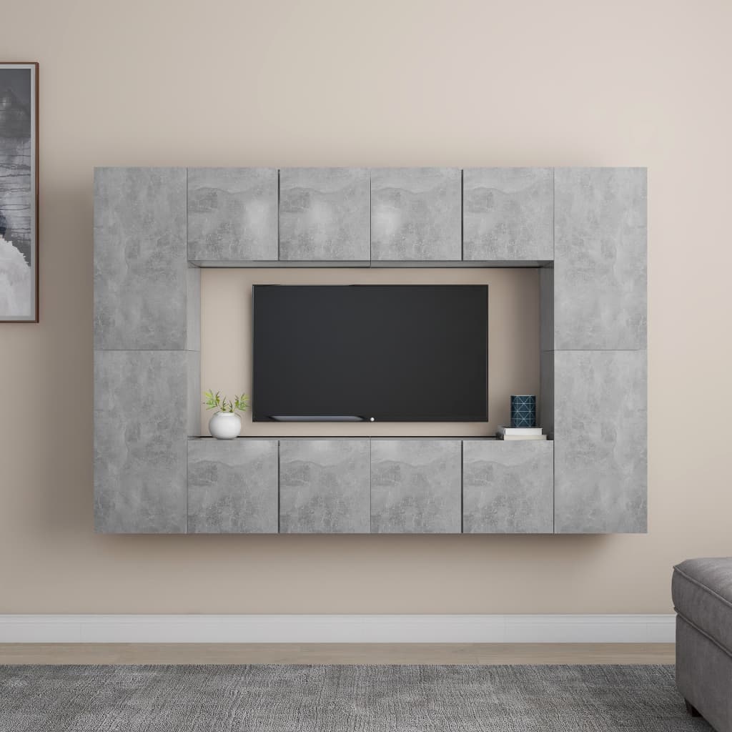 8-Tlg. Tv-Schrank-Set Wandmontage Artisan-Eiche Holzwerkstoff